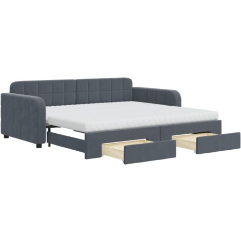 vidaXL Divano Letto Estraibile Cassetti Grigio Scuro 90x190cm Velluto