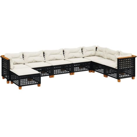 vidaXL Set Divani da Giardino con Cuscini 8 pz Nero in Polyrattan (1/5)