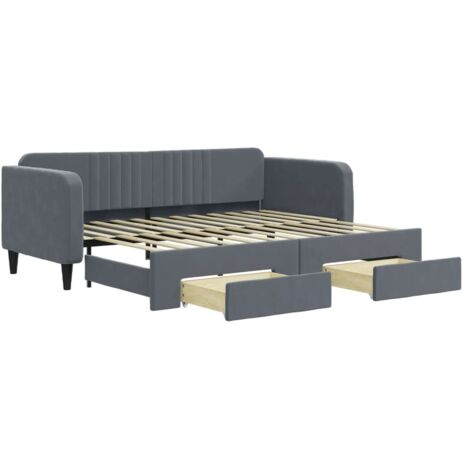 vidaXL Divano Letto Estraibile Cassetti Grigio Scuro 90x200cm Velluto