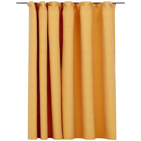vidaXL Tenda Oscurante Effetto Lino con Ganci Gialle 290x245 cm