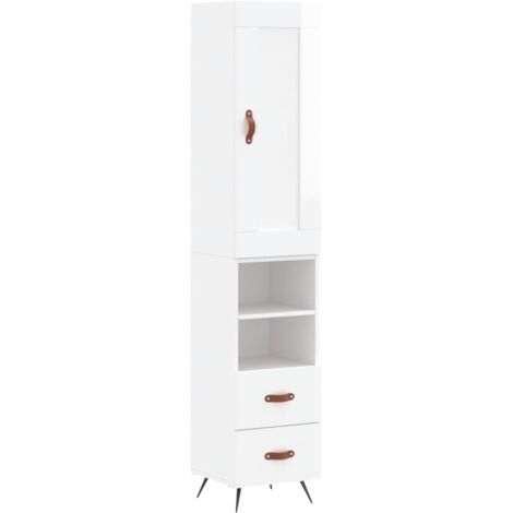 vidaXL Credenza 34,5x34x180 cm in Legno Multistrato Bianco Lucido (1/5)
