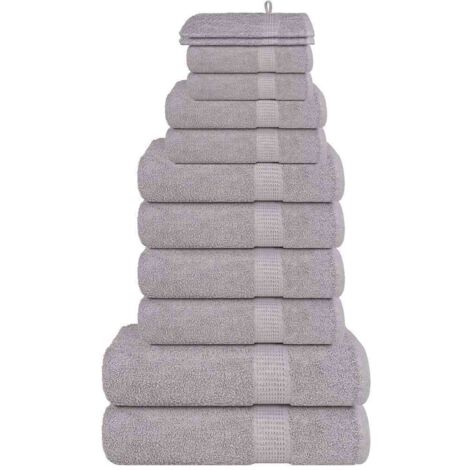 vidaXL Set Asciugamani 12 pz Grigio 360 gsm 100% Cotone