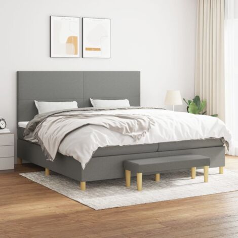 vidaXL Giroletto a Molle con Materasso Grigio Scuro 200x200 cm Tessuto (1/5)