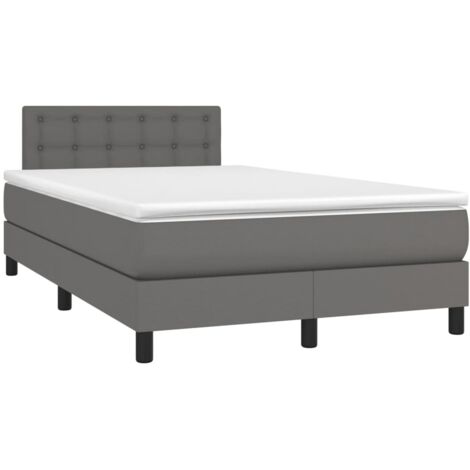 vidaXL Giroletto a Molle con Materasso Grigio 120x200 cm in Similpelle