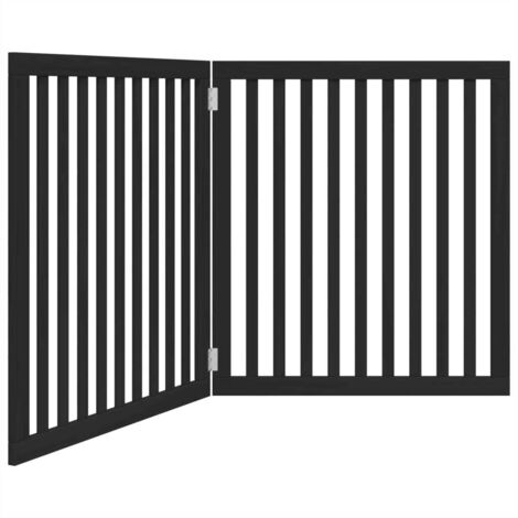 vidaXL Cancello per Cani Pieghevole 2 Pannelli Nero 160cm Legno Pioppo