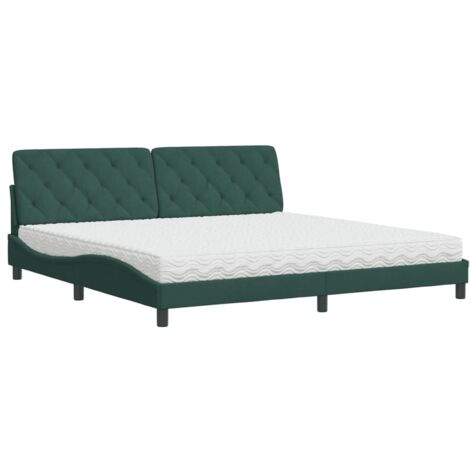 vidaXL Letto con Materasso Verde Scuro 200x200 cm Velluto (1/5)