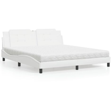 vidaXL Letto con Materasso Zadar Bianco 180x200 cm in Similpelle (1/5)