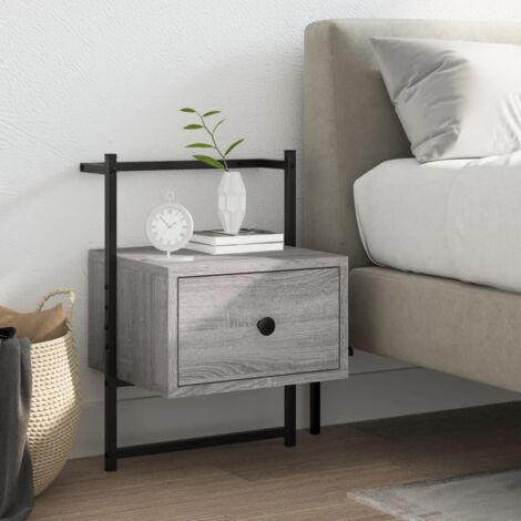 vidaXL Comodino a Muro Grigio Sonoma 35x30x51 cm Legno Multistrato