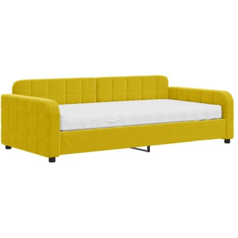 vidaXL Divano Letto con Materasso Giallo 100x200 cm in Velluto
