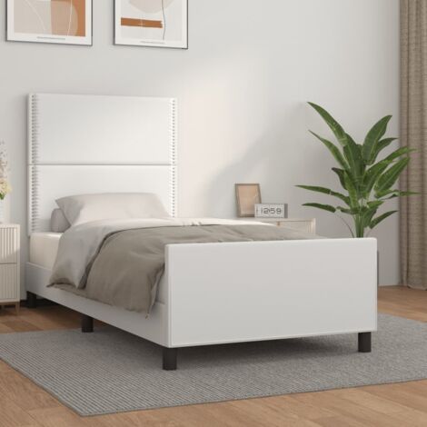 vidaXL Giroletto con Testiera Bianco 100x200 cm in Similpelle (1/5)