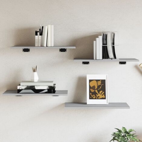 vidaXL Mensole Parete 4pz Grigio Sonoma 60x30x1,5cm Legno Multistrato (1/5)