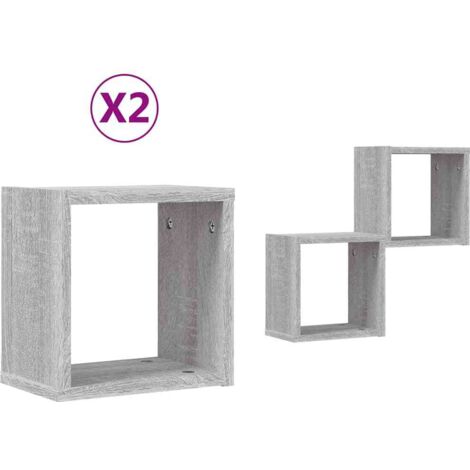 vidaXL Scaffali da parete 2 pcs Grigio 26 x 15 x 26 cm