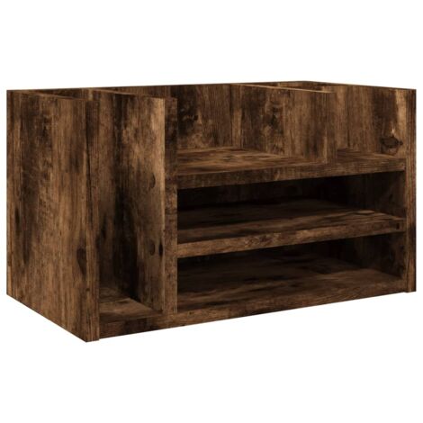 vidaXL Organizer Scrivania Rovere Fumo 44,5x24x25cm Legno Multistrato