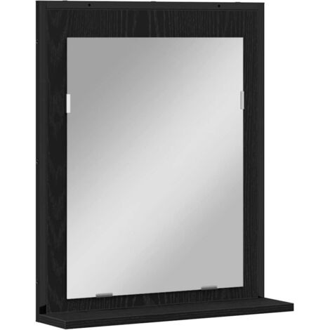 vidaXL Specchio con lo scaffale Rovere nero 50 x 12 x 60 cm