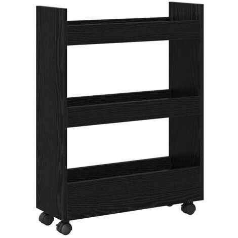 vidaXL Carrello di Stoccaggio Stretto Rovere Nero 60 x 22 x 80 cm