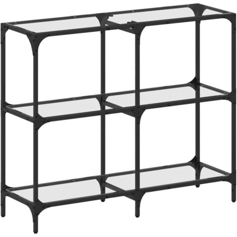 vidaXL Tavolino Consolle Piano Vetro Trasparente 98x30x81cm in Acciaio