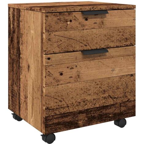 vidaXL Schedario con Ruote Legno Antico 45x38x54 cm Legno Multistrato