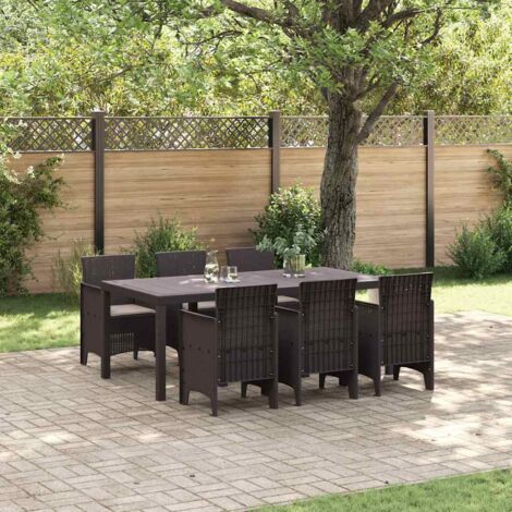 vidaXL Set da Pranzo per Giardino 7 pcs Marrone Rattan Polt