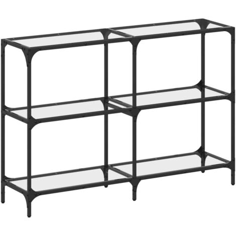 vidaXL Tavolino Consolle Piano Vetro Trasparente 118,5x30x81cm Acciaio
