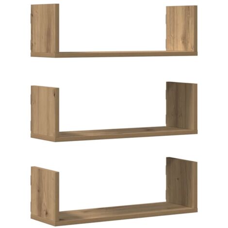 vidaXL Mensole Parete 3pz Rovere Artigianale 58x18x18 cm in Truciolato