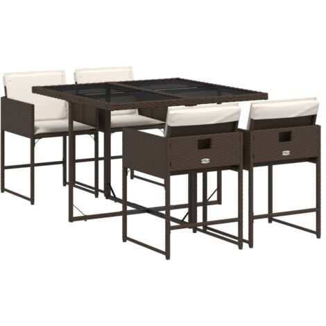 vidaXL Set da Pranzo da Giardino 5pz con Cuscini in Polyrattan Marrone