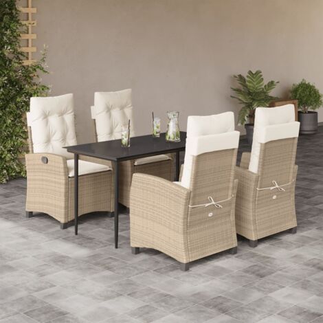 vidaXL Set da Pranzo da Giardino 5 pz con Cuscini Beige in Polyrattan (1/5)