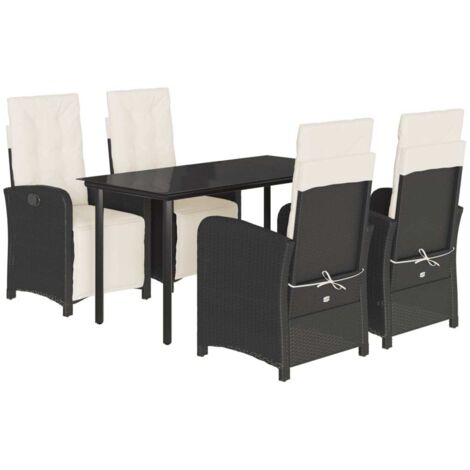 vidaXL Set da Pranzo da Giardino 5 pz Nero con Cuscini in Polyrattan (1/5)