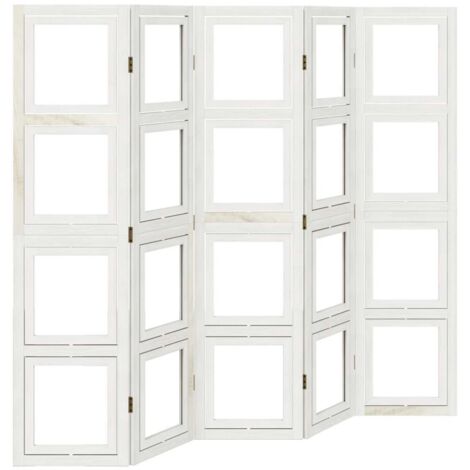 vidaXL Divisorio Ambienti 5Pannelli Bianco Legno Massello di Paulownia