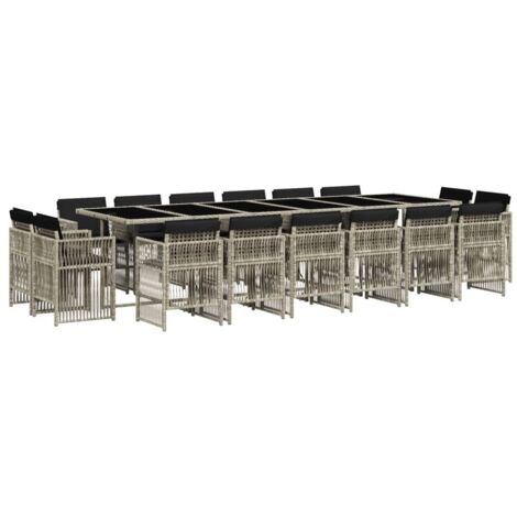 vidaXL Set da Pranzo da Giardino 17pz con Cuscini Grigio in Polyrattan
