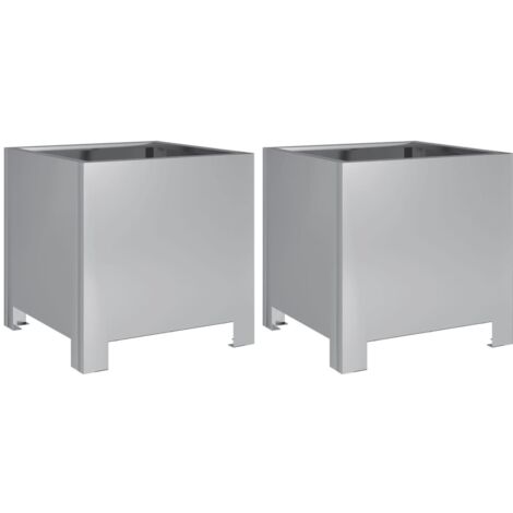 vidaXL Fioriere da Giardino 2 pz 30x30x30 Grigie in Acciaio Zincato