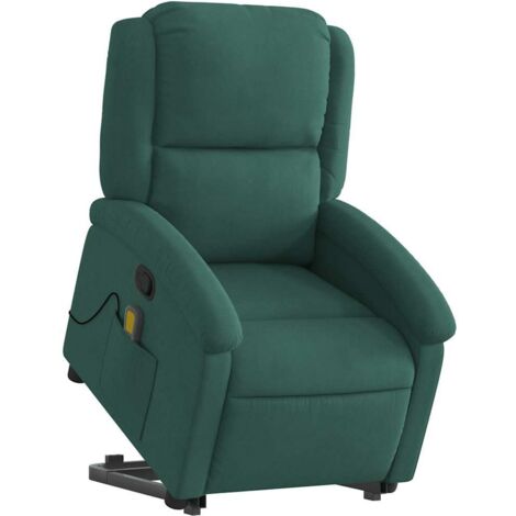 vidaXL Poltrona Alzapersona Reclinabile Verde Scuro in Velluto