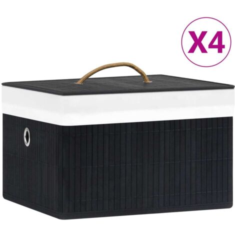vidaXL Scatole Portaoggetti 4 pz in Bambù Nere