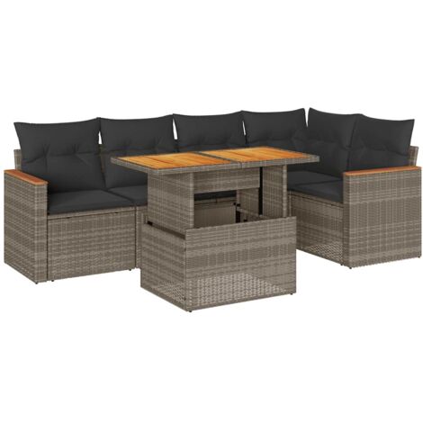 Set Divano da Giardino 6pz con Cuscini Grigio Polyrattan Acacia vidaXL (1/5)
