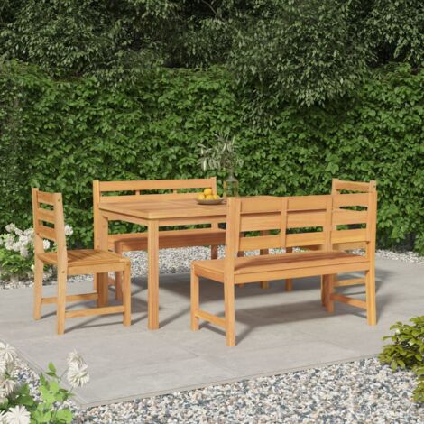 vidaXL Set da Pranzo per Giardino 5 pz in Legno Massello di Teak (1/5)