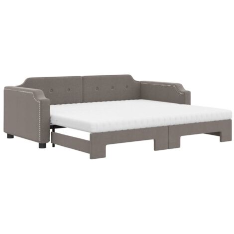 vidaXL Divano Letto Estraibile con Materassi Tortora 90x200 cm Tessuto