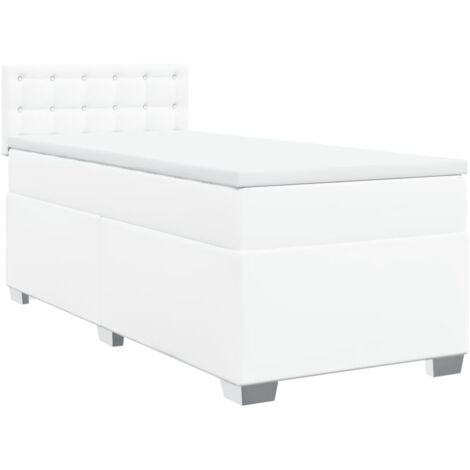 vidaXL Giroletto a Molle con Materasso Bianco 80x200 cm in Similpelle (1/5)