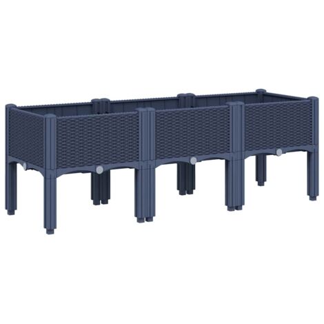 Fioriera da Giardino con Gambe Grigio Blu 120x40x42 cm in PP vidaXL
