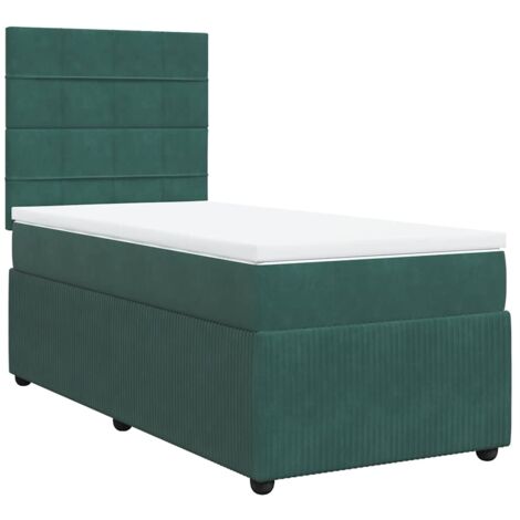 Giroletto a Molle con Materasso Verde Scuro 90x190 cm Velluto vidaXL