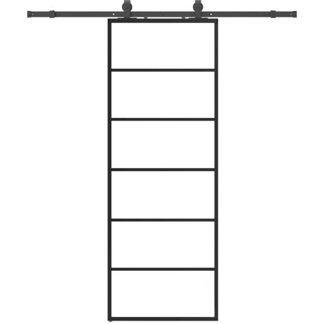 vidaXL Porta Scorrevole con Ferramenta Nera 76x205 cm in Vetro ESG (1/5)