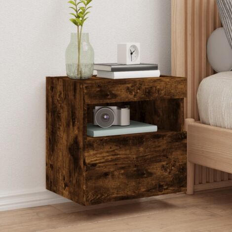 vidaXL Mobile TV a Parete con Luci LED Rovere Fumo 40x30x40 cm (1/5)