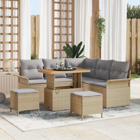 Set Divano da Giardino con cuscino 8 pcs Beige e Grigio Chiaro vidaXL (1/5)