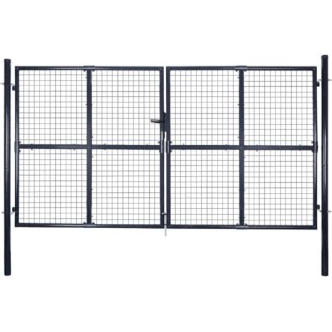 vidaXL Cancello da giardino in rete di acciaio zincato 306x175 cm grigio