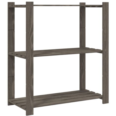 vidaXL Scaffale a 3 Livelli Grigio 80x38x90 cm in Legno di Pino (1/5)