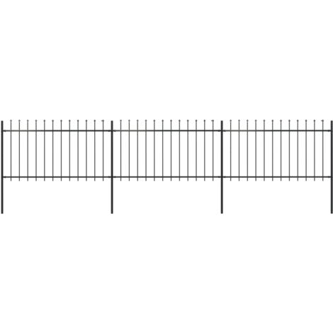 vidaXL Recinzione da Giardino con Punta a Lancia in Acciaio 537x100 cm Nera
