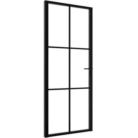 vidaXL Porta da Interno ESG Vetro e Alluminio 83x201,5 cm Nera
