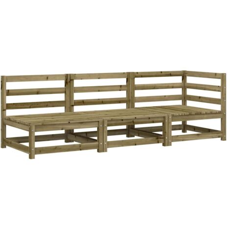 vidaXL Divano da Giardino a 3 Sedute in Legno Impregnato di Pino