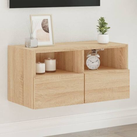 vidaXL Mobile TV a Parete Rovere Sonoma 60x30x30 cm Legno Multistrato