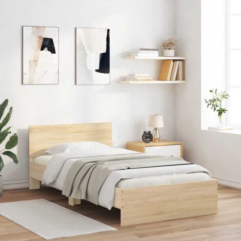 vidaXL Giroletto senza Materasso con Testiera Rovere Sonoma 100x200 cm