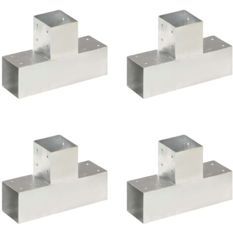 vidaXL Connettori per Pali a Forma di T 4 pz Metallo Zincato 91x91 mm