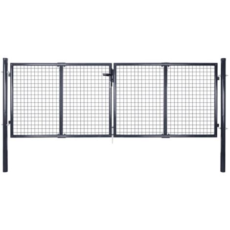 Cancello da Giardino in Rete di Acciaio Zincato 300x100 cm Grigio vidaXL